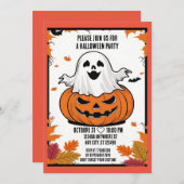 幽霊おもしろいとカボチャハローウィンパーティ招待 招待状 (正面/裏面)