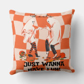 幽霊おもしろいはおもしろいハロウィンオレンジを食べたい クッション (裏面)