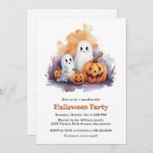 幽霊おもしろいカボンプキンキッズハローウィンパーティ 招待状 (正面/裏面)