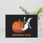 幽霊おもしろいハロウィーンのカボチャのちょうちんハロウィーン招待状 招待状 (スタンド正面)