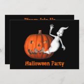 幽霊おもしろいハロウィーンのカボチャのちょうちんハロウィーン招待状 招待状 (正面/裏面)