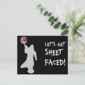 幽霊おもしろいハロウィーンのカボチャのちょうちんハロウィーン ポストカード (スタンド正面)