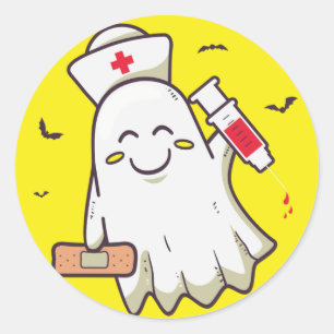 幽霊おもしろいハロウィーンナースホリ不気味デイ ラウンドシール