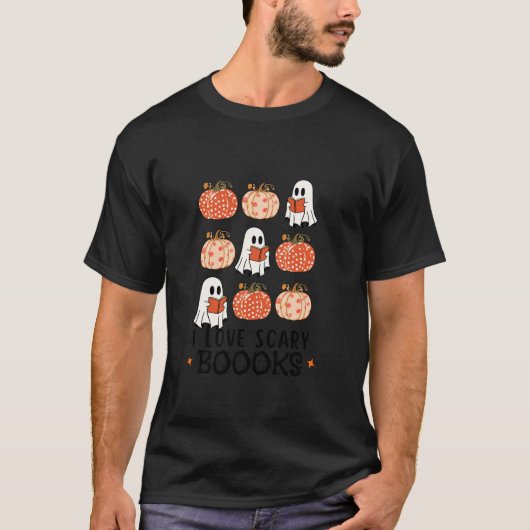 幽霊おもしろいブック読のパンプキンハロウィーンブックL Tシャツ (正面)