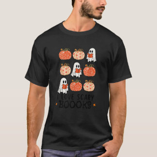 幽霊おもしろいブック読のパンプキンハロウィーンブックL Tシャツ