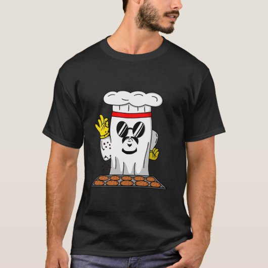 幽霊おもしろいベーキングチョコレートクッキーBaker Cake Co Tシャツ (正面)