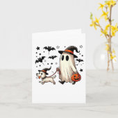 幽霊おもしろい歩くドッグ不気味シーズンハロウィーンCo カード (黄色い花)