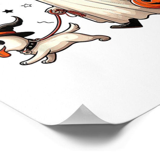 幽霊おもしろい歩くドッグ不気味シーズンハロウィーンCo ポスター (角)