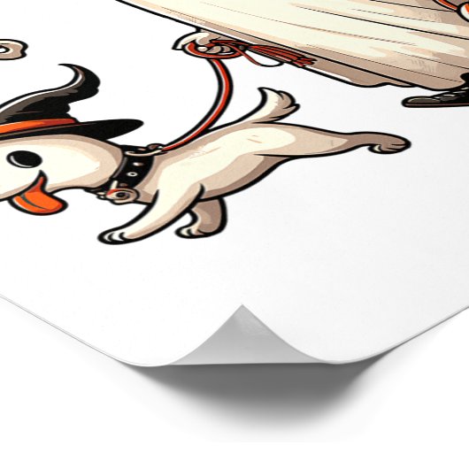 幽霊おもしろい歩くドッグ不気味シーズンハロウィーンCo ポスター (角)