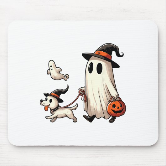 幽霊おもしろい歩くドッグ不気味シーズンハロウィーンCo マウスパッド (正面)