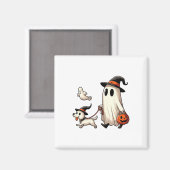 幽霊おもしろい歩くドッグ不気味シーズンハロウィーンCo マグネット (正面/裏面)
