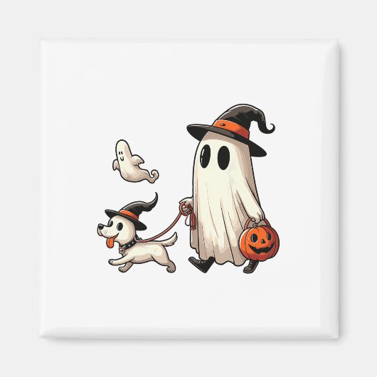 幽霊おもしろい歩くドッグ不気味シーズンハロウィーンCo マグネット (正面)
