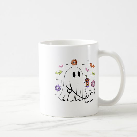 幽霊おもしろい歩くドッグ不気味幽霊コーヒーハロー コーヒーマグカップ (右)