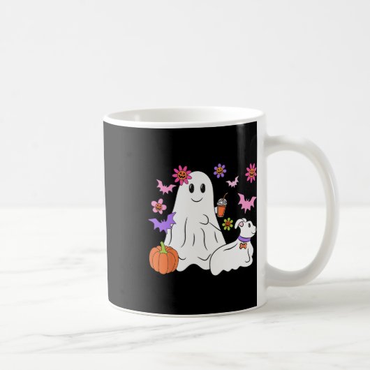 幽霊おもしろい歩くドッグ不気味幽霊コーヒーハロー コーヒーマグカップ (右)