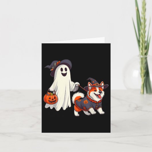 幽霊おもしろい歩くドッグ幽霊ドッグハロウィーンナイト カード (正面)