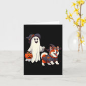 幽霊おもしろい歩くドッグ幽霊ドッグハロウィーンナイト カード (黄色い花)