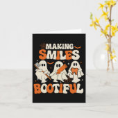 幽霊おもしろい歯科医ハロウィン製造スマイルBootif カード (黄色い花)