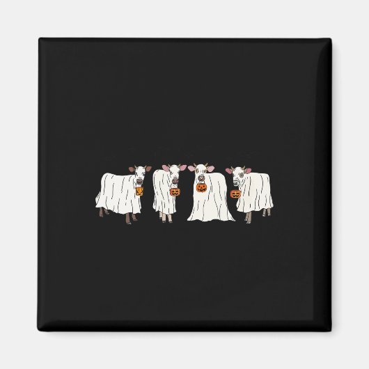 幽霊おもしろい牛ハロウィーン動物牛の恋人スポック マグネット (正面)