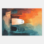 幽霊お洒落イラストレーションキュイ不気味ハロウィーン ラッピングペーパーシート (正面2)