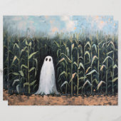 幽霊お洒落コーンフィールドスクラップブック紙 (正面/裏面)