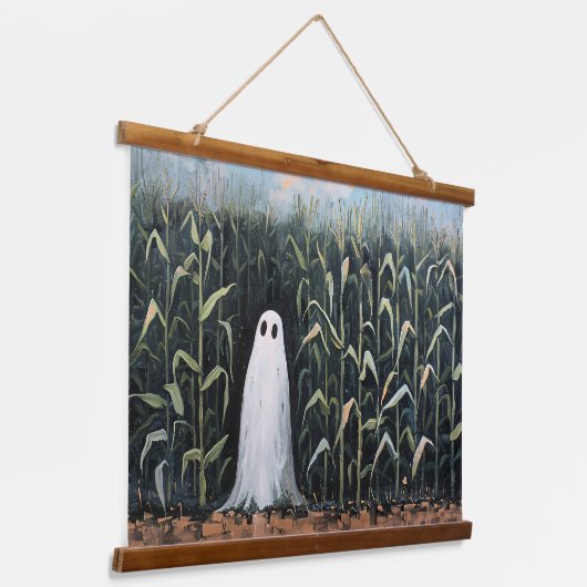 幽霊お洒落コーンフィールド油彩画 吊り下げ型タペストリー (傾斜あり)