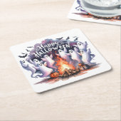 幽霊お洒落ハロウィーン紙コースター スクエアペーパーコースター (アングル)