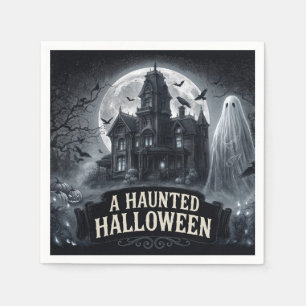 幽霊が出そうなハロウィーン ヴィンテージ ゴシック イラスト スタンダードカクテルナプキン