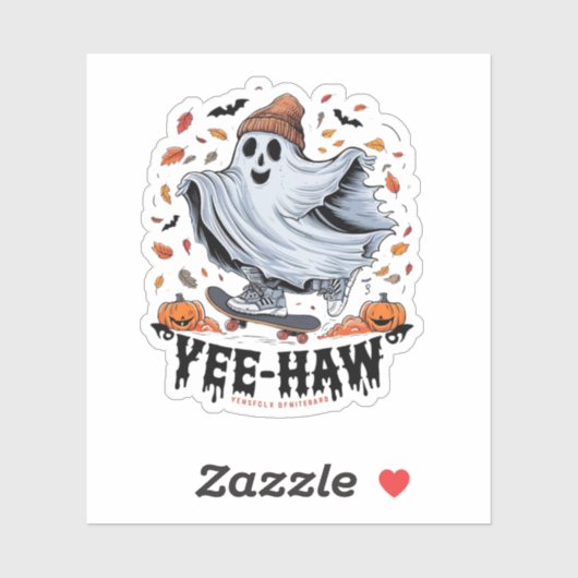 幽霊が慌てて秋のLを滑走する シール (シート)