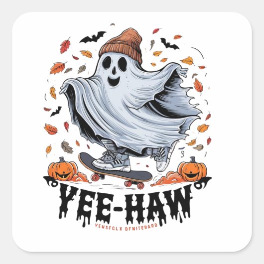 幽霊が慌てて秋のLを滑走する スクエアシール (正面)