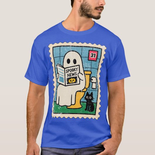幽霊が新聞を読んでいる Tシャツ (正面)