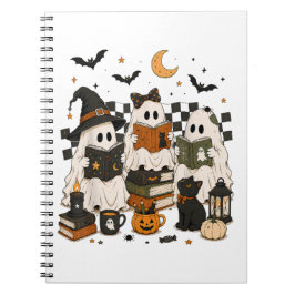 幽霊が本を読む、ハロウィンのおもしろデザイン ノートブック