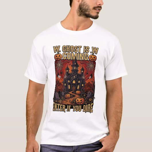 幽霊が来るハロウィンお化け屋敷カボチャB Tシャツ (正面)