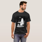幽霊が紅茶を飲んで本を読む Tシャツ (正面フル)
