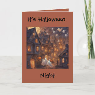 幽霊が飛ぶハロウィンの夜 詩 挨拶 カード