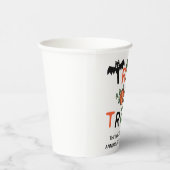 幽霊こうもりカボチャかわいいトリックまたはトリートハロウィーン 紙コップ (右)