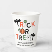 幽霊こうもりカボチャかわいいトリックまたはトリートハロウィーン 紙コップ (正面)