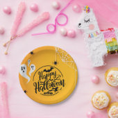 幽霊こうもりスパイダーウェブイラストレーションハロウィーン ペーパープレート (パーティー)