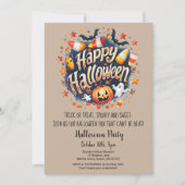 幽霊こうもりトリートカボンプキンハローウィンパーティ 招待状 (正面)