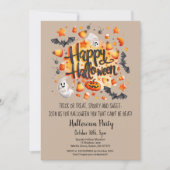 幽霊こうもりトリートカボンプキンハローウィンパーティ 招待状 (正面)