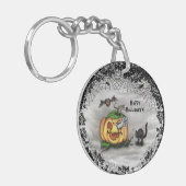 幽霊こうもりネコハッピーハローウィン! キーホルダー (正面左)