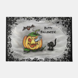 幽霊こうもりネコハッピーハローウィン! ドアマット