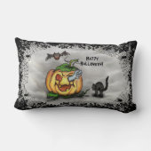 幽霊こうもりネコハッピーハローウィン! ランバークッション (裏面)