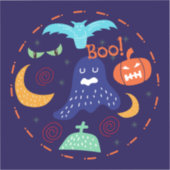 幽霊ことわざブー面白いハロウィーン シール (正面)