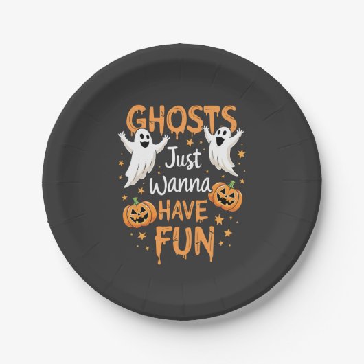 幽霊たちはおもしろいハロウィン不気味幽霊 ペーパープレート (正面)