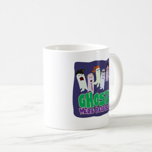 幽霊たちは人々図解入りの、写真付きのハロウィーンスローガンだった コーヒーマグカップ (正面右)