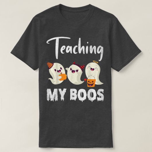 幽霊たちキャンディコーズカボンプキンライトハロウィンティーチン Tシャツ (デザイン正面)