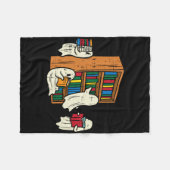 幽霊たちズ読ブックス先生ハロウィーンライブラリアンB フリースブランケット (正面(横))