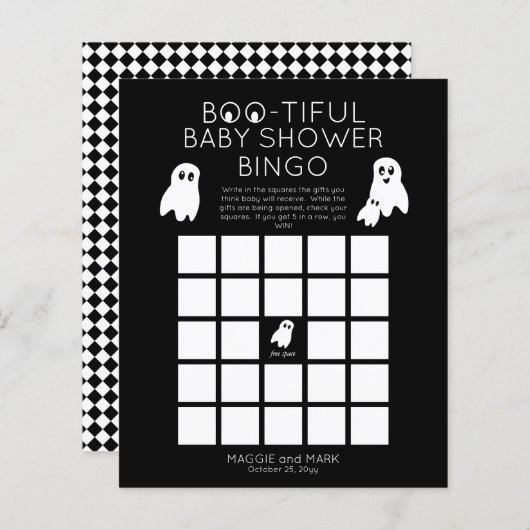 幽霊たちハロウィーン美しい赤ちゃんシャワーBingo Invite (正面/裏面)