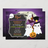 幽霊たちハロウィーン誕生日招待状フォーツインズ 招待状 (正面/裏面)