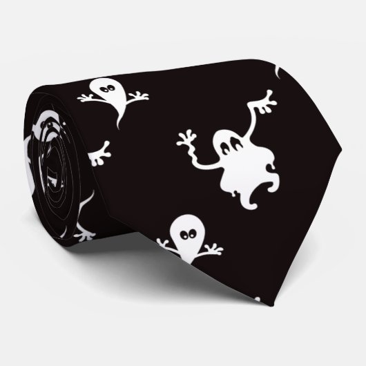幽霊たちブラックハロウィンメンズネックタイ ネクタイ (ロール)